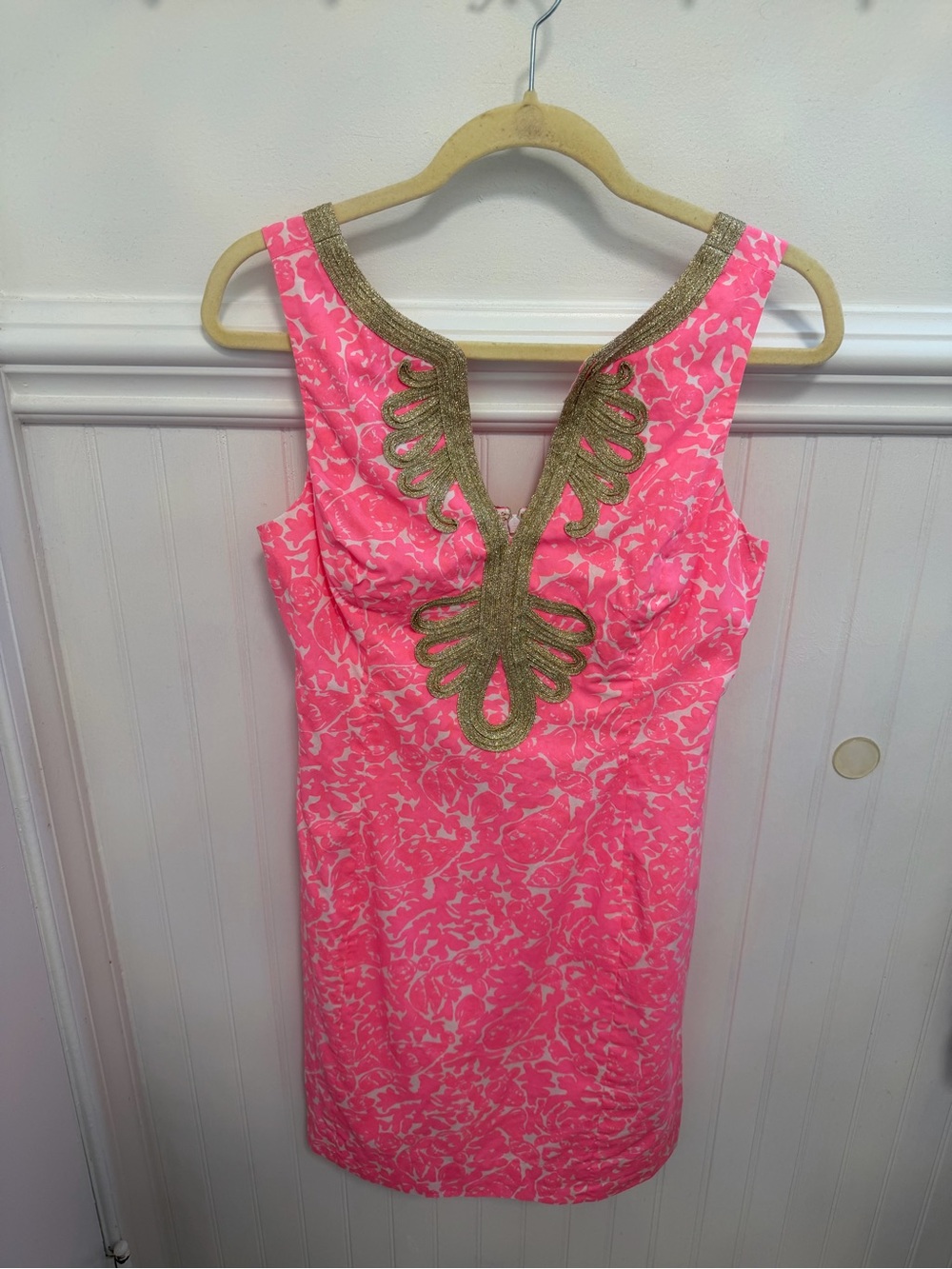 Lilly Pulitzer Pink and Gold Embellished Midi Dress